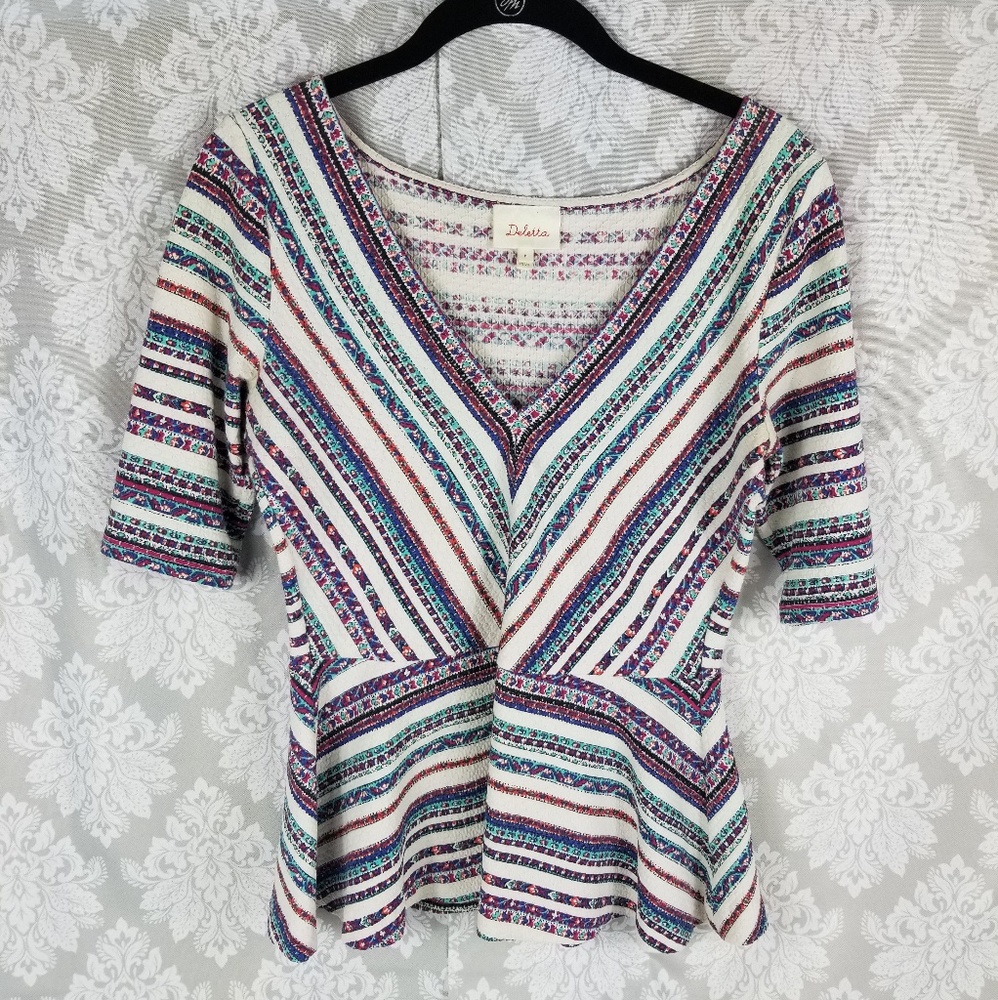 Anthropologie Deletta Hestia Peplum Quilted Top